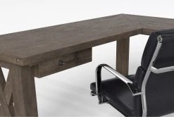 Jaxon Grey Corner Desk + Moby Black Low Back Rolling Office Chair -Living Spaces Store 309874 grey wood desk and chair set detail 46