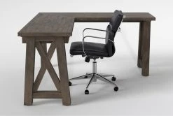 Jaxon Grey Corner Desk + Moby Black Low Back Rolling Office Chair -Living Spaces Store 309874 grey wood desk and chair set side 20