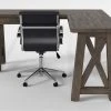 Jaxon Grey Corner Desk + Moby Black Low Back Rolling Office Chair -Living Spaces Store 309874 grey wood desk and chair set signature 01