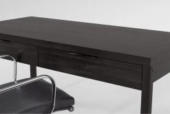 Pierce Espresso Computer Desk+ Moby Grey High Back Rolling Office Chair -Living Spaces Store 309875 brown wood desk and chair set detail 45