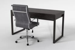 Pierce Espresso Computer Desk+ Moby Grey High Back Rolling Office Chair -Living Spaces Store 309875 brown wood desk and chair set side 19