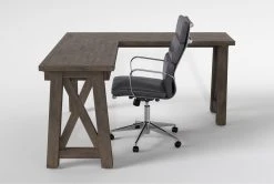 Jaxon Grey Corner Desk+ Moby Grey High Back Rolling Office Chair -Living Spaces Store 309891 grey wood desk and chair set side 20