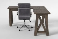 Jaxon Grey Corner Desk+ Moby Grey High Back Rolling Office Chair