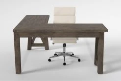 Jaxon Grey Corner Desk + Moby White High Back Rolling Office Chair -Living Spaces Store 309892 grey wood desk and chair set back 65