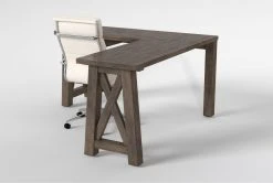 Jaxon Grey Corner Desk + Moby White High Back Rolling Office Chair -Living Spaces Store 309892 grey wood desk and chair set side 19