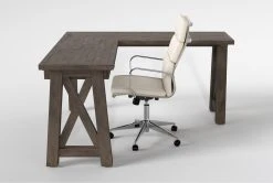 Jaxon Grey Corner Desk + Moby White High Back Rolling Office Chair -Living Spaces Store 309892 grey wood desk and chair set side 20