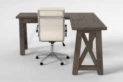 Jaxon Grey Corner Desk + Moby White High Back Rolling Office Chair