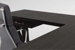 Jaxon Corner Desk+ Moby Grey High Back Rolling Office Chair -Living Spaces Store 309902 black wood desk and chair set detail 45