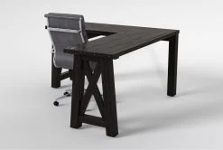 Jaxon Corner Desk+ Moby Grey High Back Rolling Office Chair -Living Spaces Store 309902 black wood desk and chair set side 19