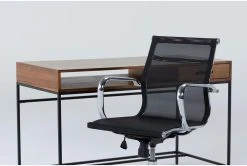 Hollis Writing Desk + Wendell Office Chair -Living Spaces Store 309906 brown wood desk and chair set side 19