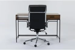 Hollis Writing Desk + Moby Grey High Back Rolling Office Chair