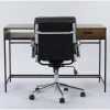 Hollis Writing Desk + Moby Grey Low Back Rolling Office Chair
