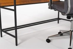 Hollis 49" Wall Desk + Moby Grey High Back Rolling Office Chair -Living Spaces Store 309915 brown wood desk and chair set detail 44