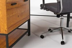 Hollis 3Pc Corner Desk + Moby Grey High Back Rolling Office Chair -Living Spaces Store 309922 brown wood desk and chair set detail 44