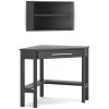 Corson Black L-Shaped Desk And Wall Shelf -Living Spaces Store 318593 black wood desk and hutch set signature 01