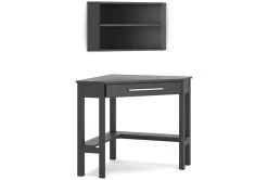 Corson Black L-Shaped Desk And Wall Shelf