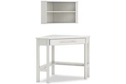 Highline White L-Shaped Desk And Wall Shelf