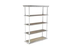 64" Brown Wood Farmhouse Shelving Unit -Living Spaces Store 320262 brown mdf bookcase material 76