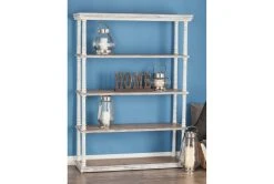 64" Brown Wood Farmhouse Shelving Unit -Living Spaces Store 320262 brown mdf bookcase room 85