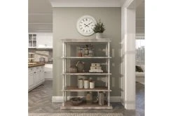 64" Brown Wood Farmhouse Shelving Unit -Living Spaces Store 320262 brown mdf bookcase room 86