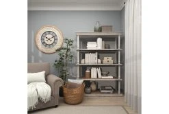 64" Brown Wood Farmhouse Shelving Unit -Living Spaces Store 320262 brown mdf bookcase room 87