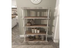 64" Brown Wood Farmhouse Shelving Unit -Living Spaces Store 320262 brown mdf bookcase room 91