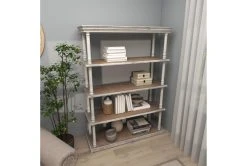 64" Brown Wood Farmhouse Shelving Unit -Living Spaces Store 320262 brown mdf bookcase room 92