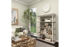 64" Brown Wood Farmhouse Shelving Unit -Living Spaces Store 320262 brown mdf bookcase room 93