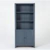 Westlawn 72" Blue Bookcase With Doors -Living Spaces Store 320494 blue wood bookcase signature 01