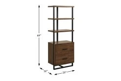 Don 69" Mid-Century Modern Bookcase With Drawers -Living Spaces Store 320674 brown wood bookcase detail 45