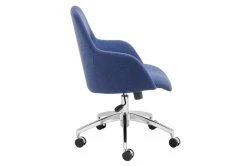 Mona Office Chair In Blue Fabric With Polished Aluminum Base -Living Spaces Store 321646 blue polyester office chair detail 46