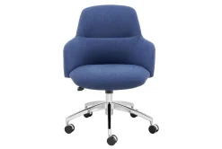 Mona Office Chair In Blue Fabric With Polished Aluminum Base