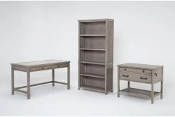 Saybrook 3 Piece Office Set With 54" Writing Desk, 75" Bookcase + File Cabinet