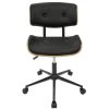 Linnea Walnut + Black Faux Leather Swivel Adjustable Office Chair -Living Spaces Store 323462 front 02