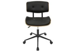 Linnea Walnut + Black Faux Leather Swivel Adjustable Office Chair