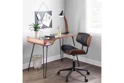 Linnea Walnut + Black Faux Leather Swivel Adjustable Office Chair -Living Spaces Store 323462 room 85