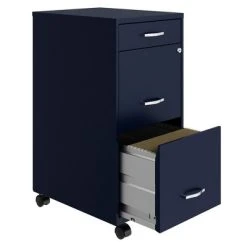 Space Solutions 18 Inch Wide Metal Mobile Organizer File Cabinet For Office Supplies & Hanging File Folders With Pencil Drawer & 3 File Drawers, Navy -Living Spaces Store GUEST 00fe5bd3 6d9c 4cae 8a90 c4cb164aab53