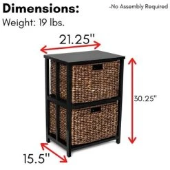 BirdRock Home 2 Tiered Hanging File Cubby With Wood Top - Brown Wash