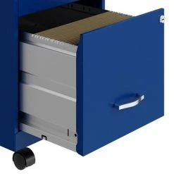 Space Solutions 18 Inch Wide Metal Mobile Organizer File Cabinet For Office Supplies And Hanging File Folders With 2 File Drawers, Blue -Living Spaces Store GUEST 06bf014f 2737 4551 889a 87a9131ca4db