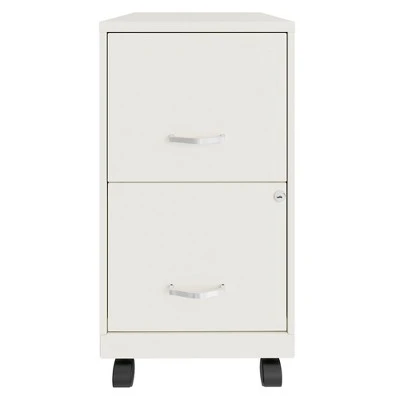 Space Solutions 18 Inch Wide Metal Mobile Organizer File Cabinet For Office Supplies And Hanging File Folders With 2 File Drawers, Pearl White 3 Space Solutions 18 Inch Wide Metal Mobile Organizer File Cabinet For Office Supplies And Hanging File Folders With 2 File Drawers, Pearl White
