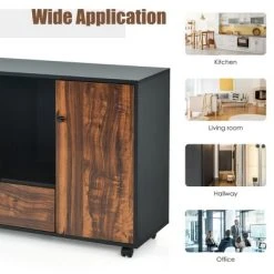 Costway Lateral Mobile Filing Cabinet Large Printer Stand W/2 Drawers Open Shelves Black -Living Spaces Store GUEST 0e90f6f5 346b 4150 895e 28cccd595b4a