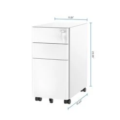 Mount-It! Mobile File Pedestal Cabinet With 3 Drawers & Lock | Slim Design Under Desk Storage & Organizer For Files, Folders & Office Supplies | White -Living Spaces Store GUEST 0f2791e6 4790 4627 9dd2 ea51b80eecef