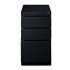 Space Solutions 20" Deep 3 Drawer Mobile Pedestal Letter Width File Cabinet Black