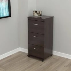 40.16" 3 Drawer Locking File Cabinet Espresso - Inval