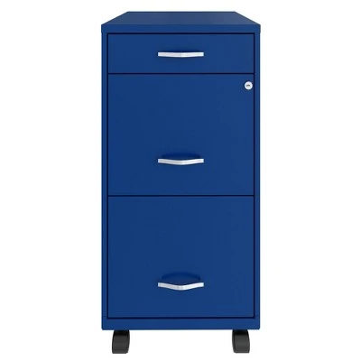 Space Solutions 18 Inch Wide Metal Mobile Organizer File Cabinet For Office Supplies And Hanging File Folders W/ Pencil Drawer & 3 File Drawers, Blue 3 Space Solutions 18 Inch Wide Metal Mobile Organizer File Cabinet For Office Supplies And Hanging File Folders W/ Pencil Drawer & 3 File Drawers, Blue