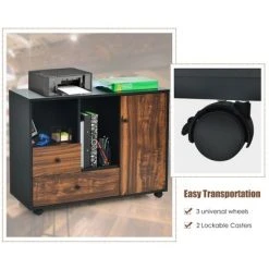 Costway Lateral Mobile Filing Cabinet Large Printer Stand W/2 Drawers Open Shelves Black -Living Spaces Store GUEST 2c9b9d36 a3a7 41d2 866b 8f924a3e3c8d