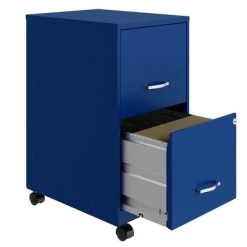 Space Solutions 18 Inch Wide Metal Mobile Organizer File Cabinet For Office Supplies And Hanging File Folders With 2 File Drawers, Blue -Living Spaces Store GUEST 32a71e75 19e6 4bfc 87bd d76760c8838b