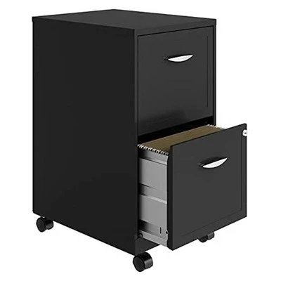 Space Solutions 18 Inch Wide Metal Mobile Organizer File Cabinet For Office Supplies And Hanging File Folders With 2 File Drawers, Charcoal 3 Space Solutions 18 Inch Wide Metal Mobile Organizer File Cabinet For Office Supplies And Hanging File Folders With 2 File Drawers, Charcoal