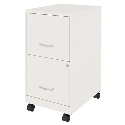 Space Solutions 18 Inch Wide Metal Mobile Organizer File Cabinet For Office Supplies And Hanging File Folders With 2 File Drawers, Pearl White 4 Space Solutions 18 Inch Wide Metal Mobile Organizer File Cabinet For Office Supplies And Hanging File Folders With 2 File Drawers, Pearl White - Image 2