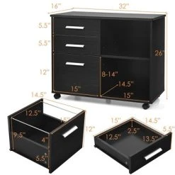 Costway 3-Drawer File Cabinet Mobile Lateral Cabinet Printer Stand EspressoBlack -Living Spaces Store GUEST 3e1be199 ee48 4b10 a47c a919162049d5